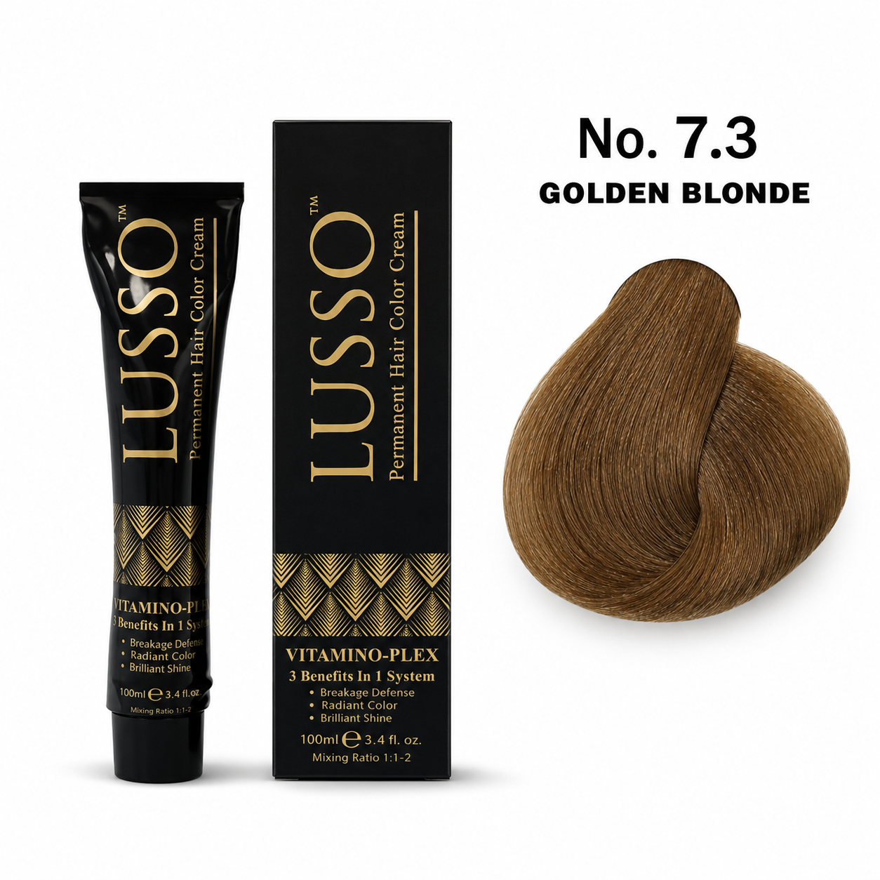 LUSSO Permanent Hair Colour Cream 100 ml No. 7.3 Golden Blonde