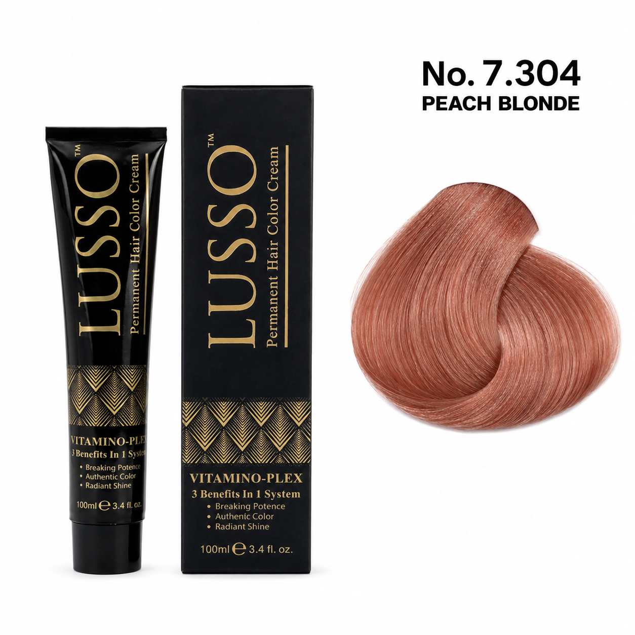 LUSSO Permanent Hair Colour Cream 100 ml No. 7.304 Peach Blonde