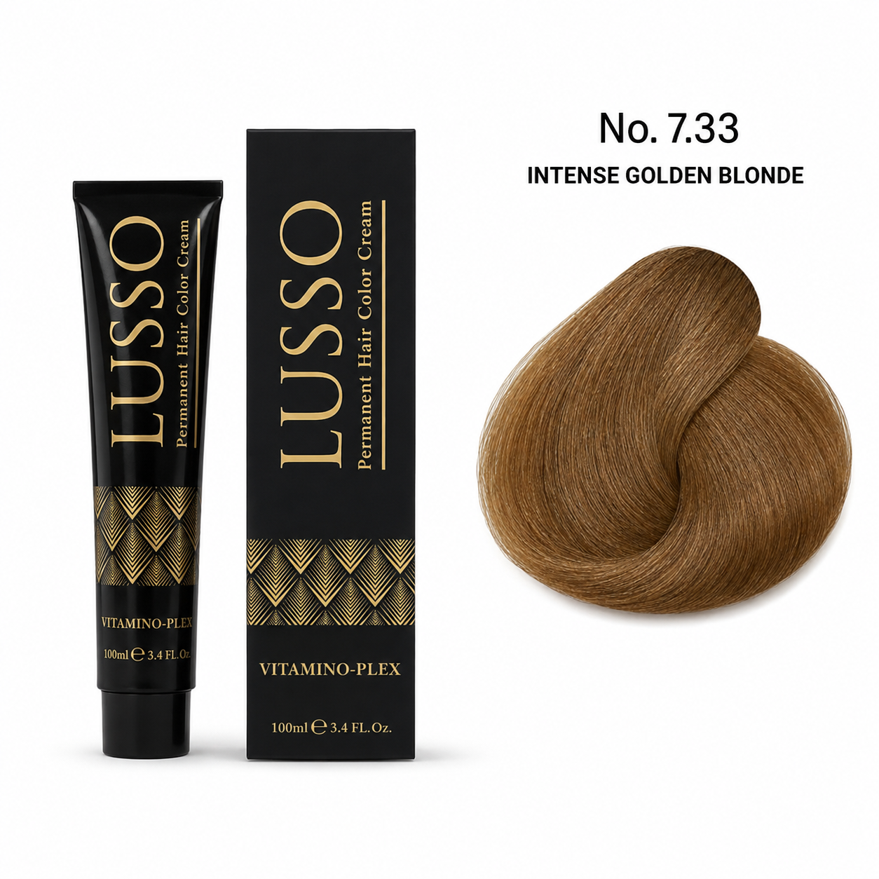 LUSSO Permanent Hair Colour Cream 100 ml No. 7.33 Intense Golden Blonde