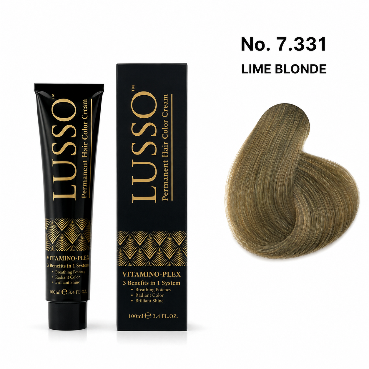 LUSSO Permanent Hair Colour Cream 100 ml No. 7.331 Lime Blonde