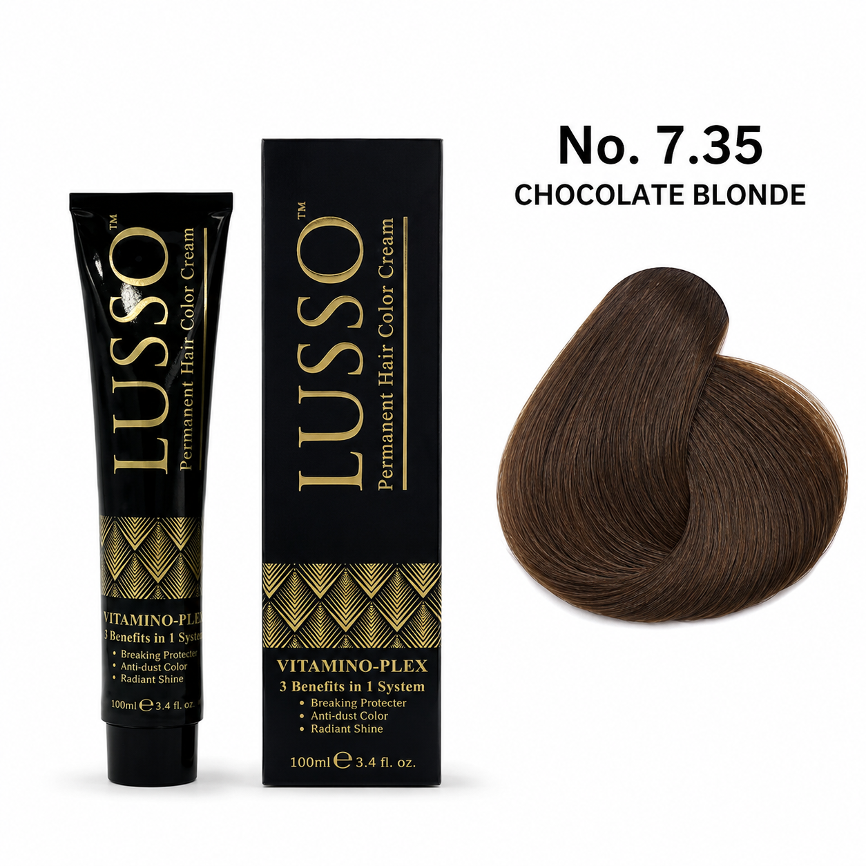 LUSSO Permanent Hair Colour Cream 100 ml No. 7.35 Chocolate Blonde