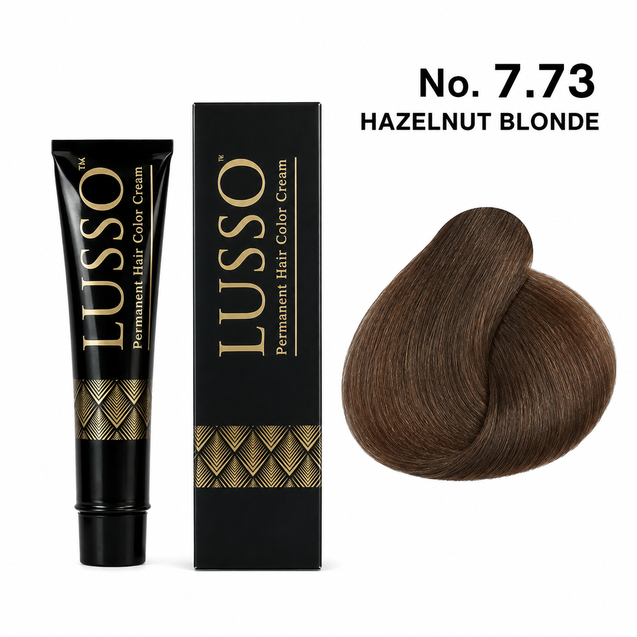 LUSSO Permanent Hair Colour Cream 100 ml No. 7.73 Hazelnut Blonde