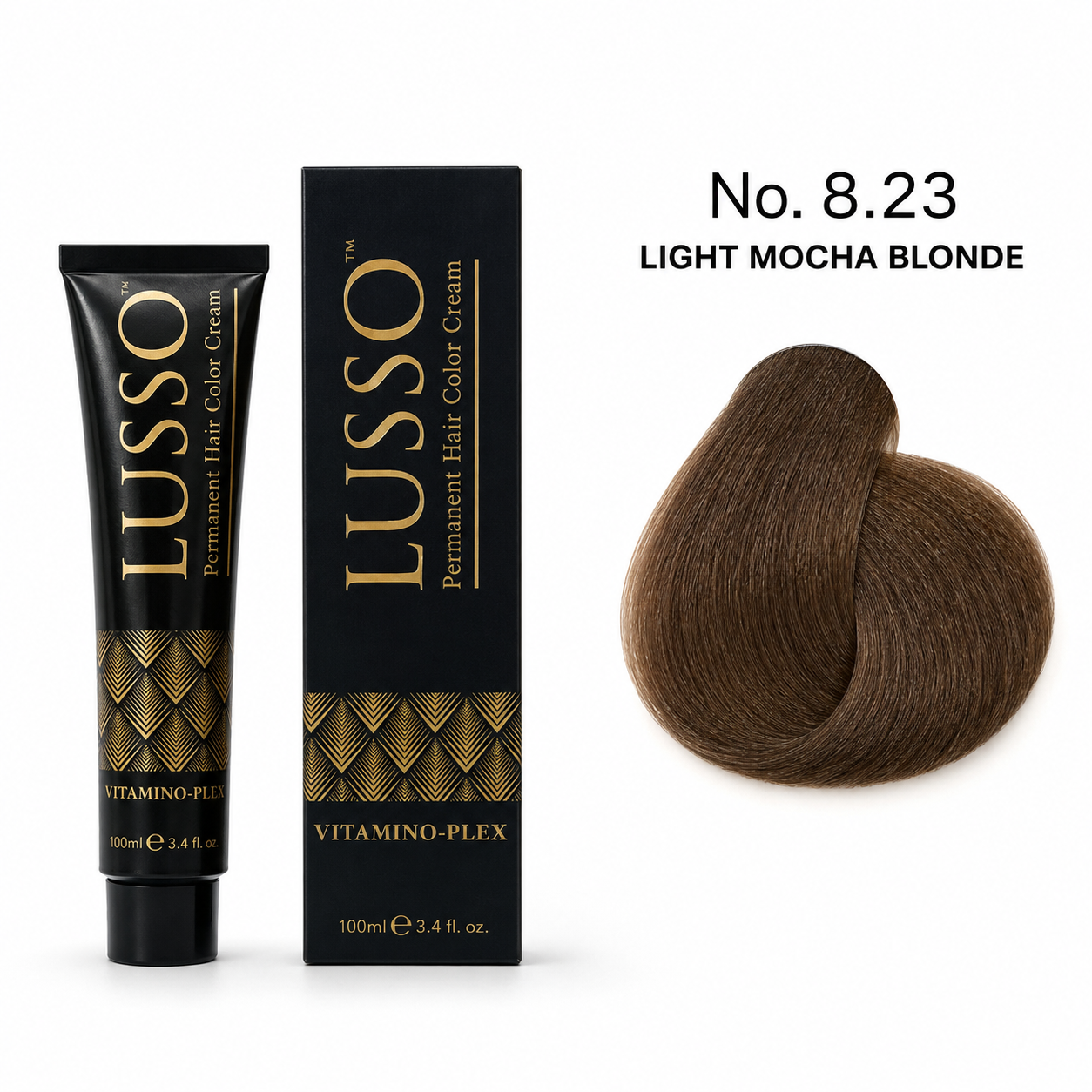 LUSSO Permanent Hair Colour Cream 100 ml No. 8.23 Light Mocha Blonde