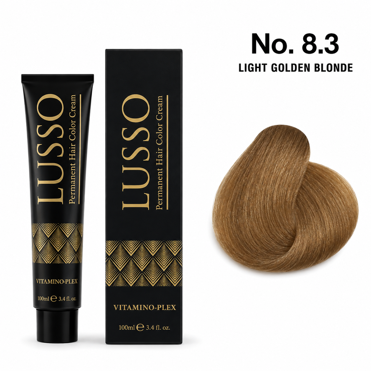 LUSSO Permanent Hair Colour Cream 100 ml No. 8.3 Light Golden Blonde