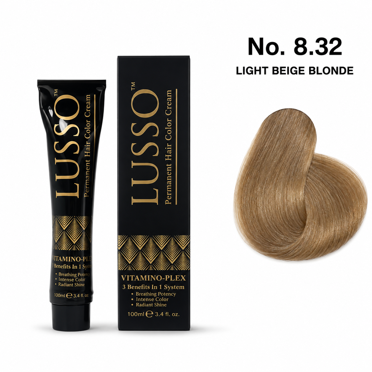LUSSO Permanent Hair Colour Cream 100 ml No. 8.32 Light Beige Blonde