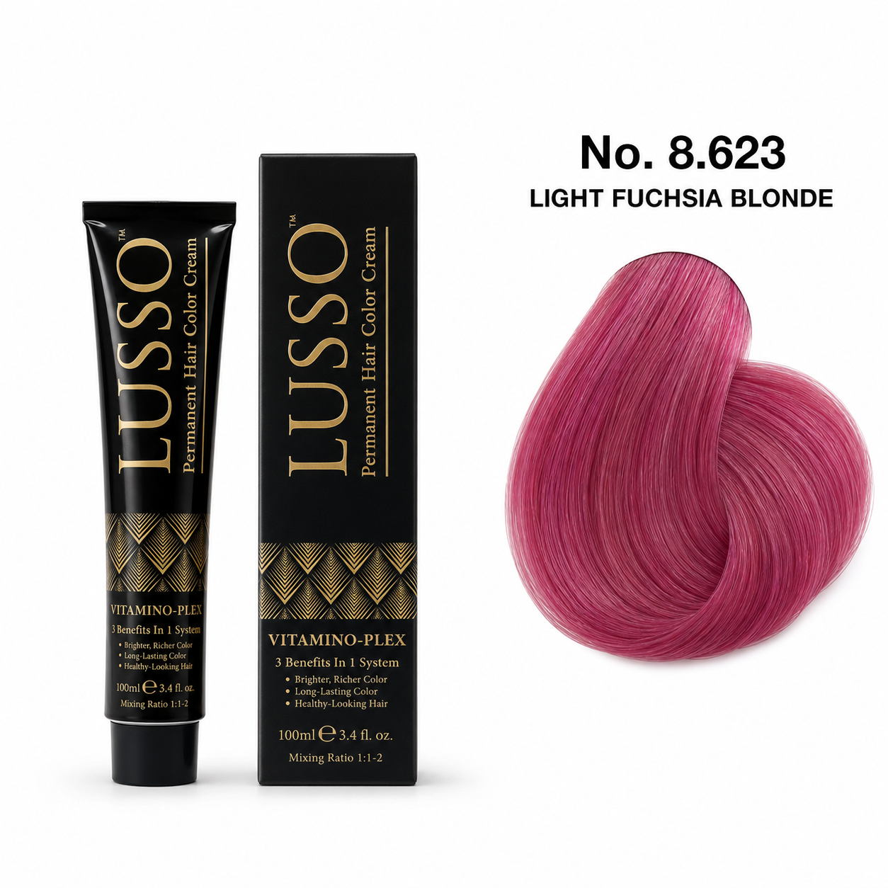 LUSSO Permanent Hair Colour Cream 100 ml No. 8.623 Light Fuchsia Blonde