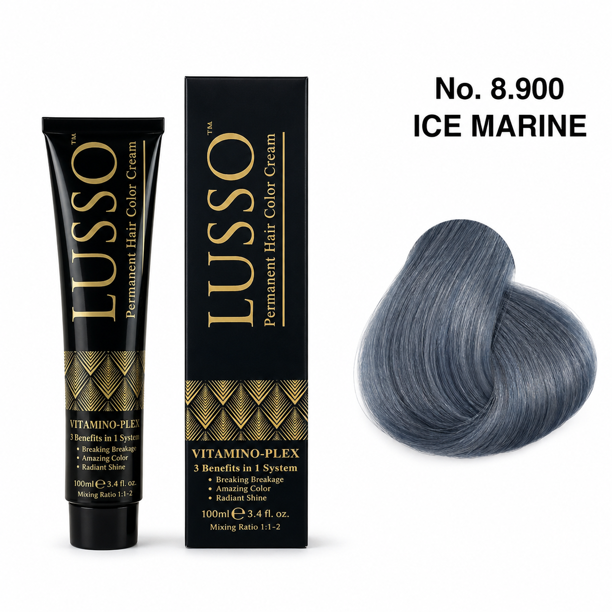 LUSSO Permanent Hair Colour Cream 100 ml No. 8.900 Ice Marine