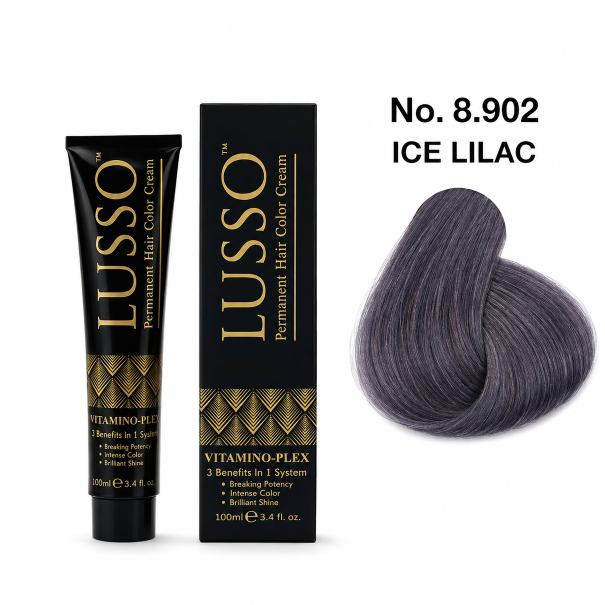LUSSO Permanent Hair Colour Cream 100 ml No. 8.902 Ice Lilac