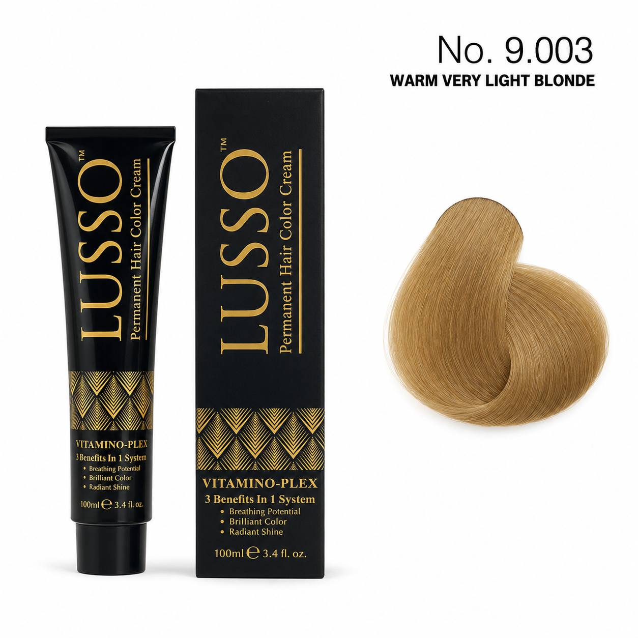 LUSSO Permanent Hair Colour Cream 100 ml No. 9.003 Warm Very Light Blonde
