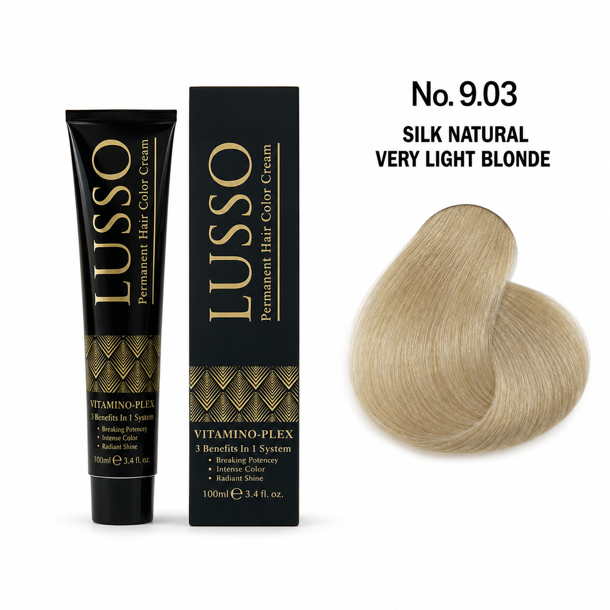 LUSSO Permanent Hair Colour Cream 100 ml No. 9.03 Silk Natural Very Light Blonde
