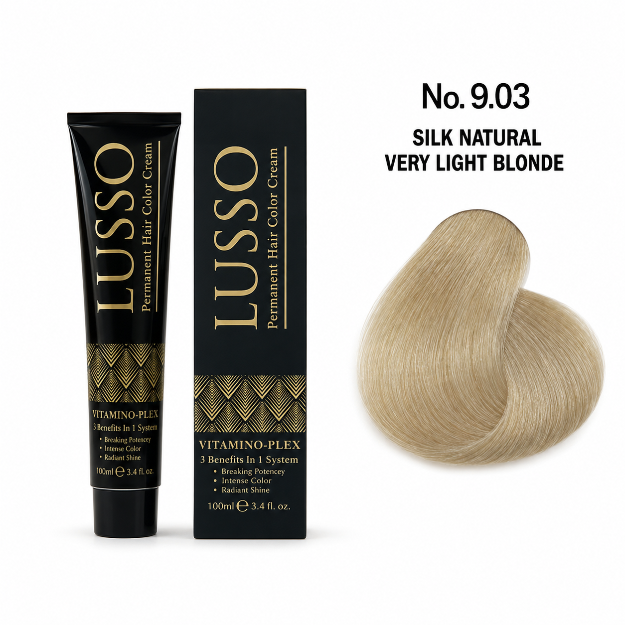 LUSSO Permanent Hair Colour Cream 100 ml No. 9.03 Silk Natural Very Light Blonde