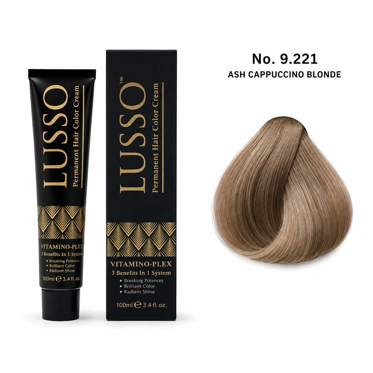 LUSSO Permanent Hair Colour Cream 100 ml No. 9.221 Ash Cappuccino Blonde