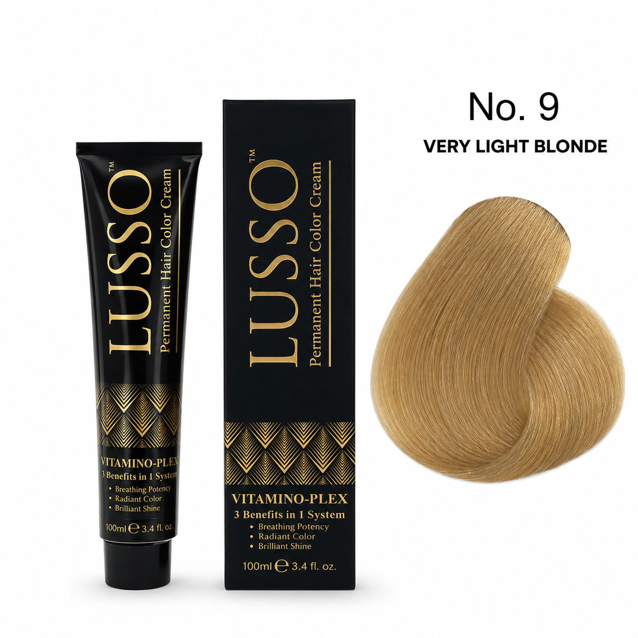 LUSSO Permanent Hair Colour Cream 100 ml No. 9 Very Light Blonde