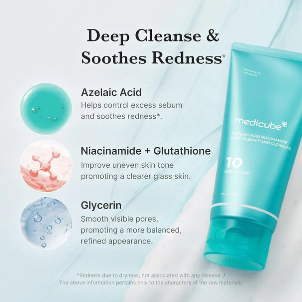 MEDICUBE Azelaic Acid + Niacinamide Deep Clean Foam Cleanser 120 gm Medicube JOLIE'S