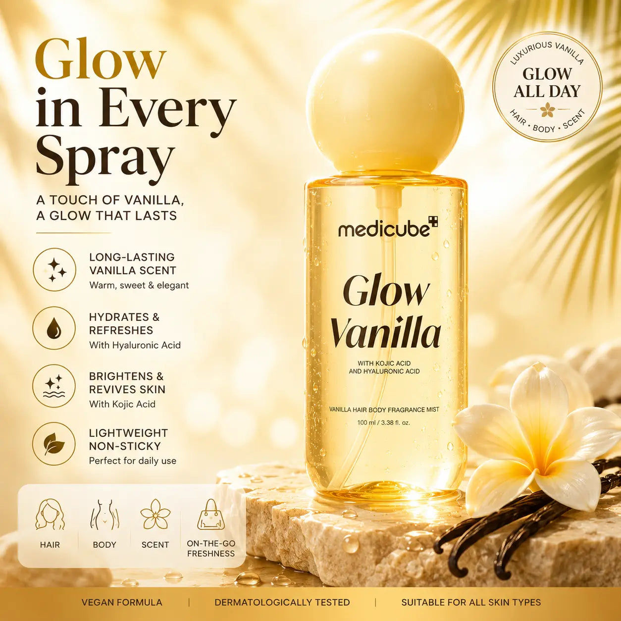 MEDICUBE Glow Vanilla Hair Body Fragrance Mist 100 ml - DOKAN