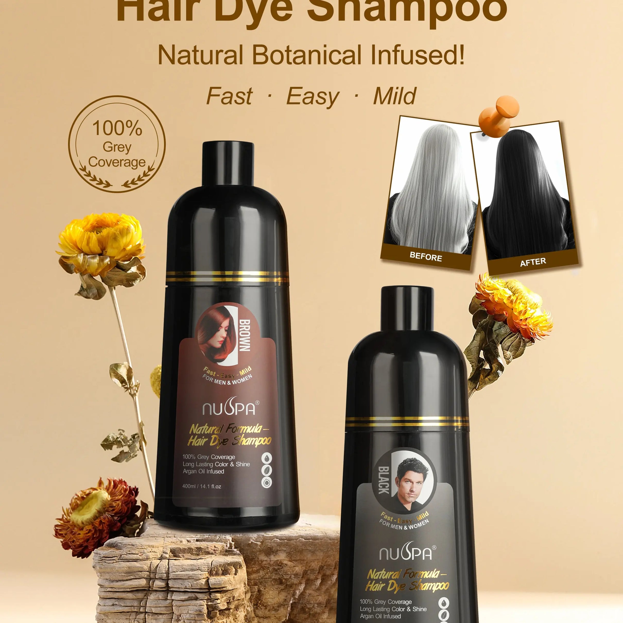 NUSPA Natural Hair Dye Argan Oil Infused Shampoo 400 ML NUSPA JOLIE'S