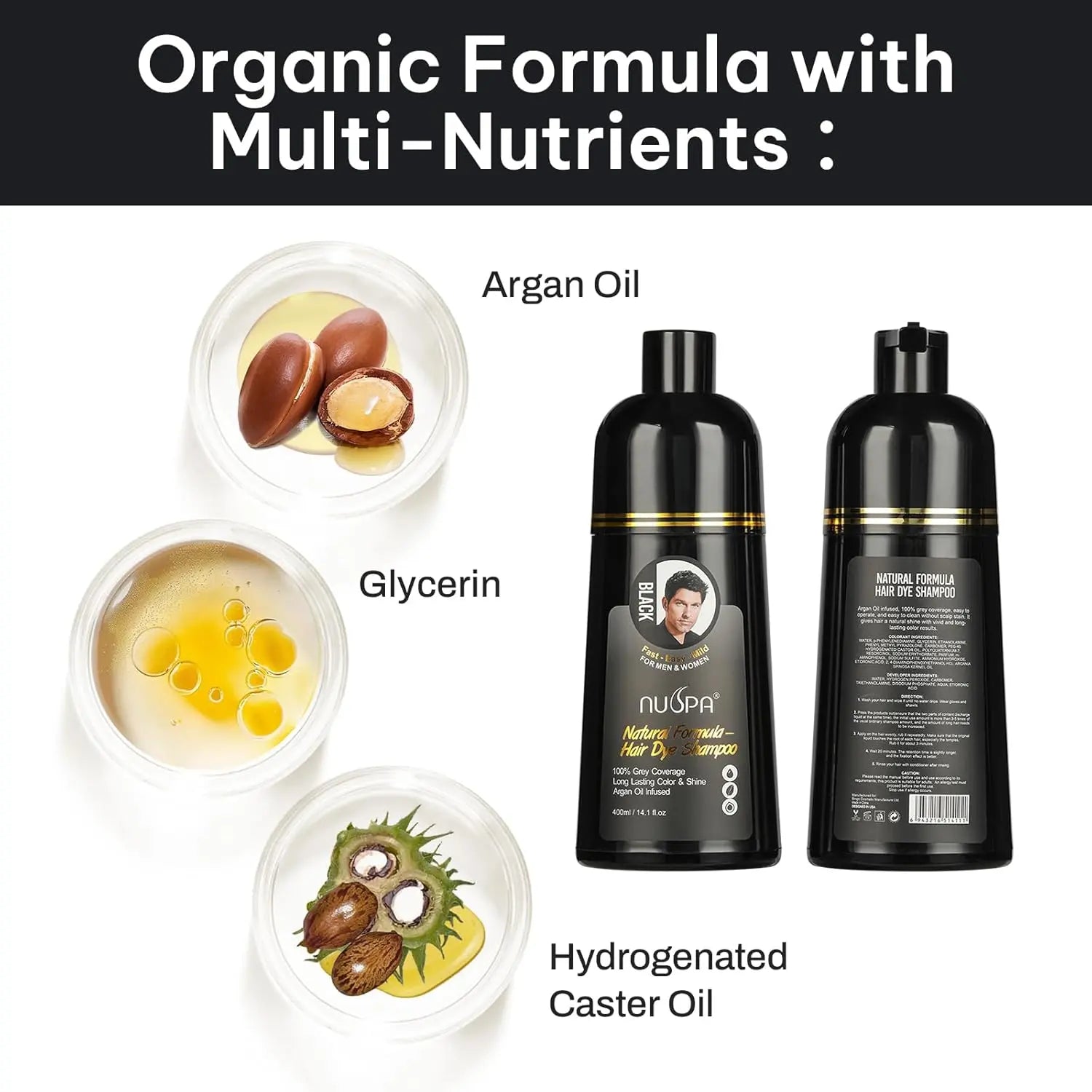 NUSPA Natural Hair Dye Argan Oil Infused Shampoo 400 ML NUSPA JOLIE'S