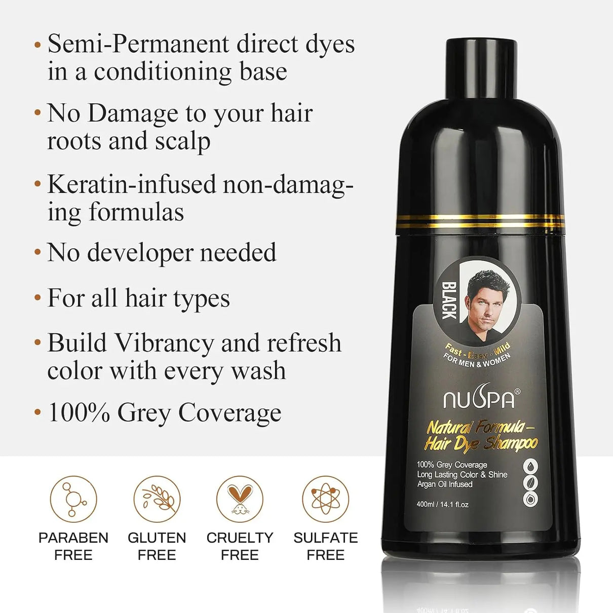 NUSPA Natural Hair Dye Argan Oil Infused Shampoo 400 ML NUSPA JOLIE'S