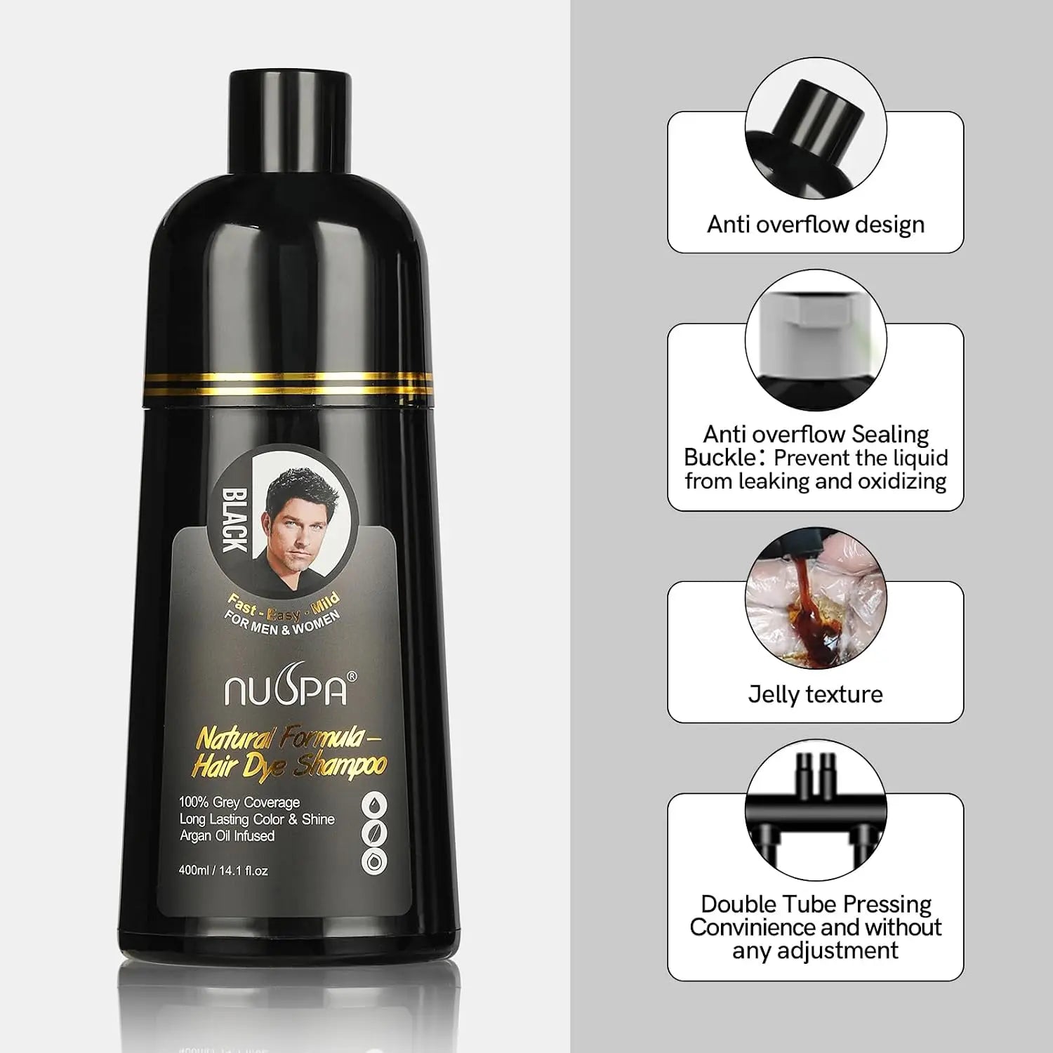 NUSPA Natural Hair Dye Argan Oil Infused Shampoo 400 ML NUSPA JOLIE'S