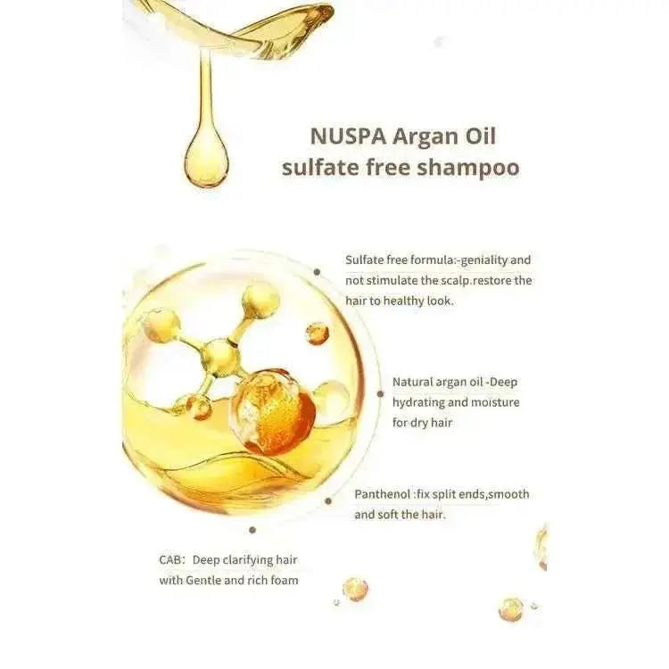 Nuspa Natural Organic Sulfate Free Moroccan Argan Oil Shampoo and Conditioner Set 1000 ml - DOKAN