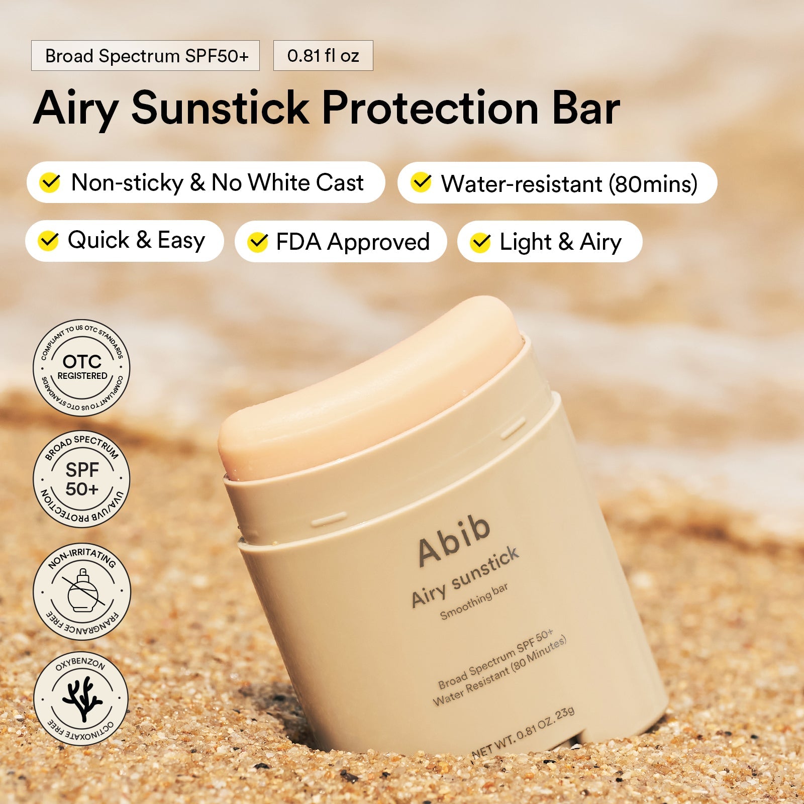 ABIB Airy Sunstick Smoothing Bar SPF50+ PA++++ – 23g creative image