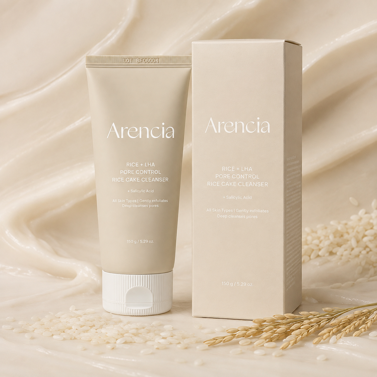 ARENCIA Rice + LHA Pore Control Rice Cake Cleanser – 150g creative