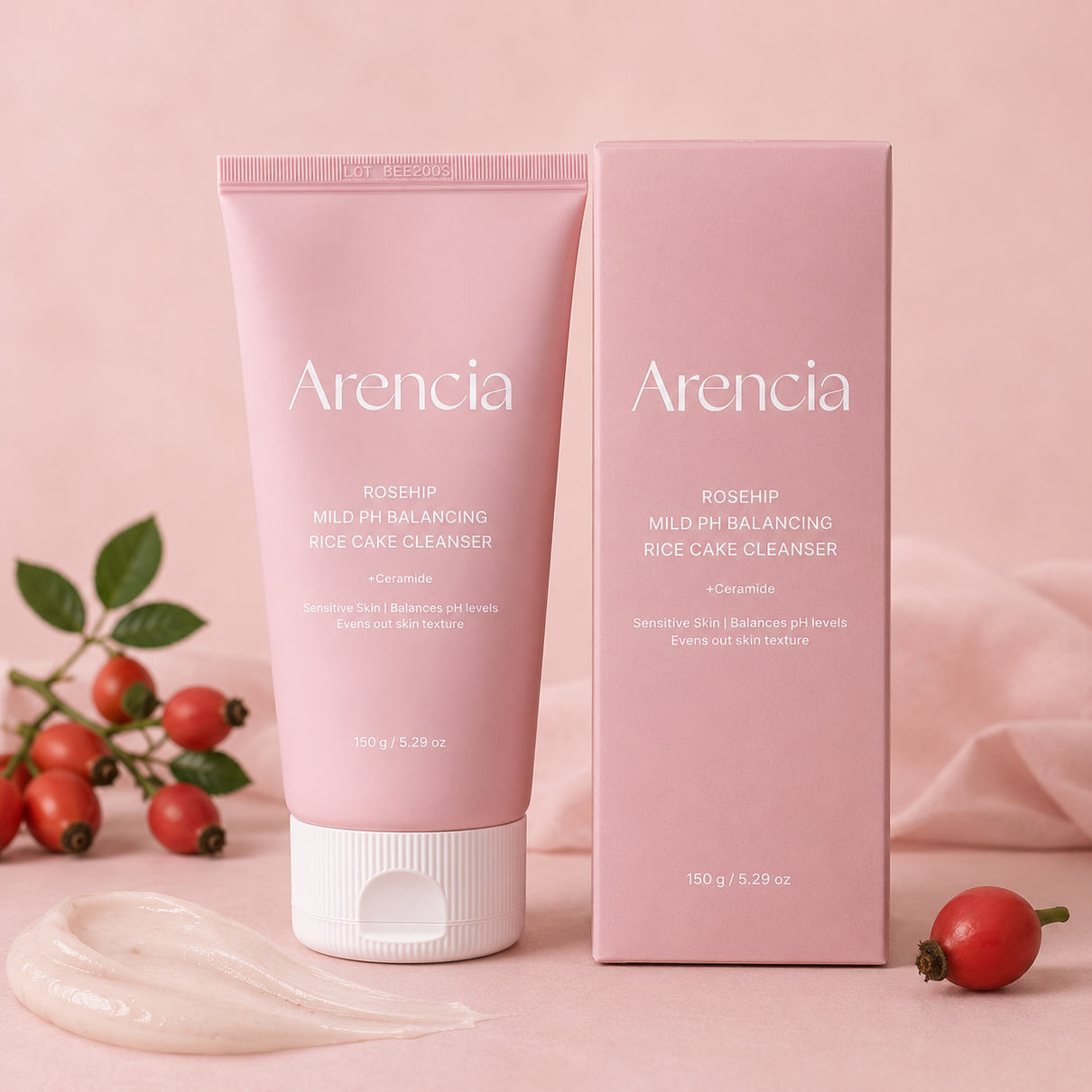 ARENCIA Rosehip Mild pH Balancing Rice Cake Cleanser – 150g creative