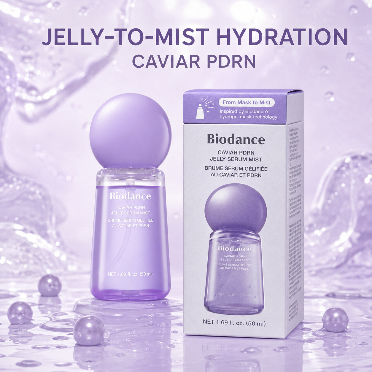 Biodance Caviar PDRN Jelly Serum Mist with matching box