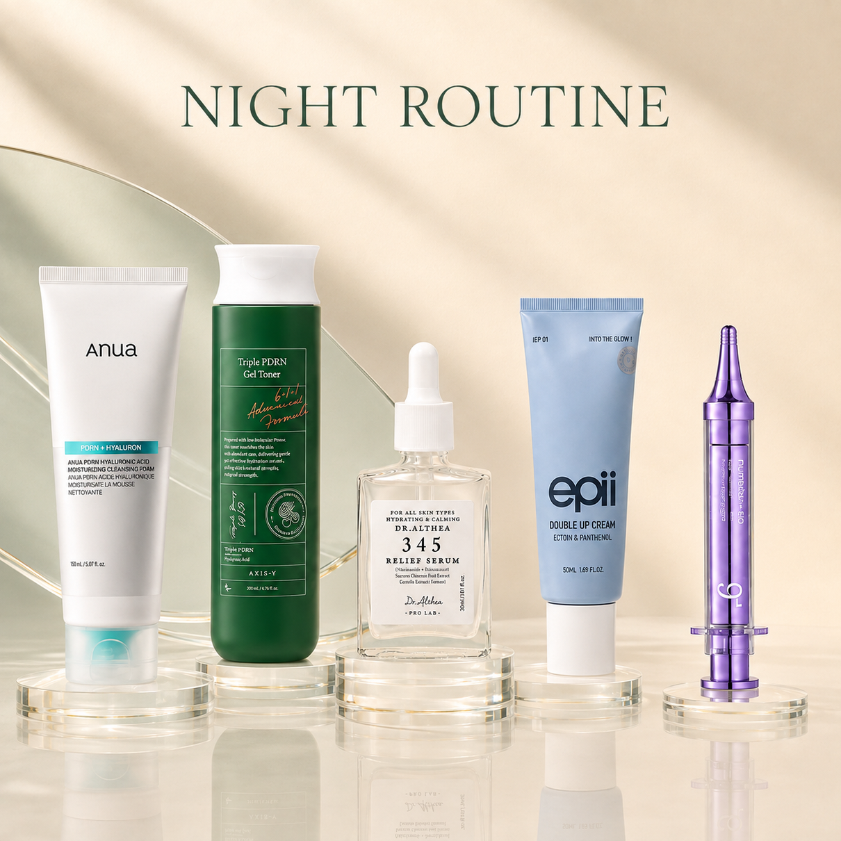 JOLIE'S seven-step routine night skincare order