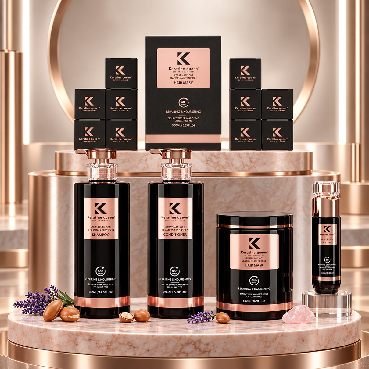Keratine Queen Repairing and Nourishing Hair Care Set premium hero image