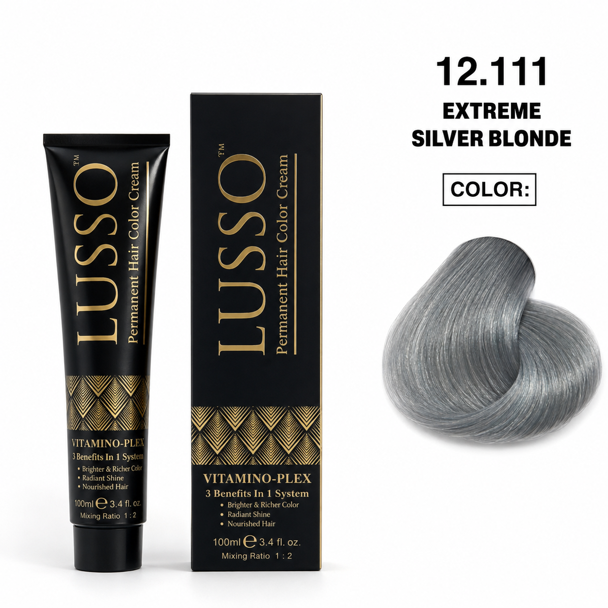 LUSSO Permanent Hair Colour Cream 100 ml No. 12.111 Extreme Silver Blonde
