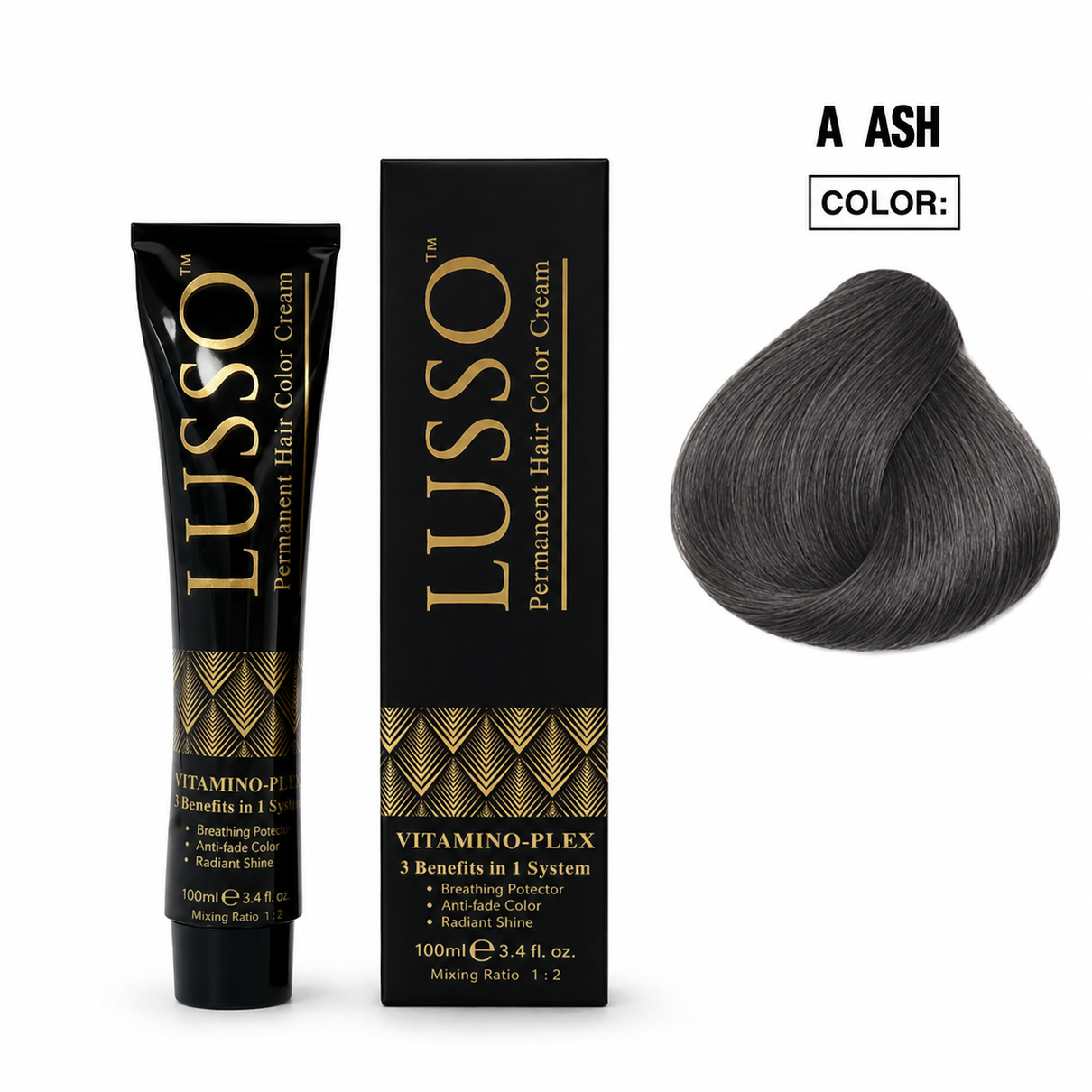 LUSSO Permanent Hair Colour Cream 100 ml A Ash