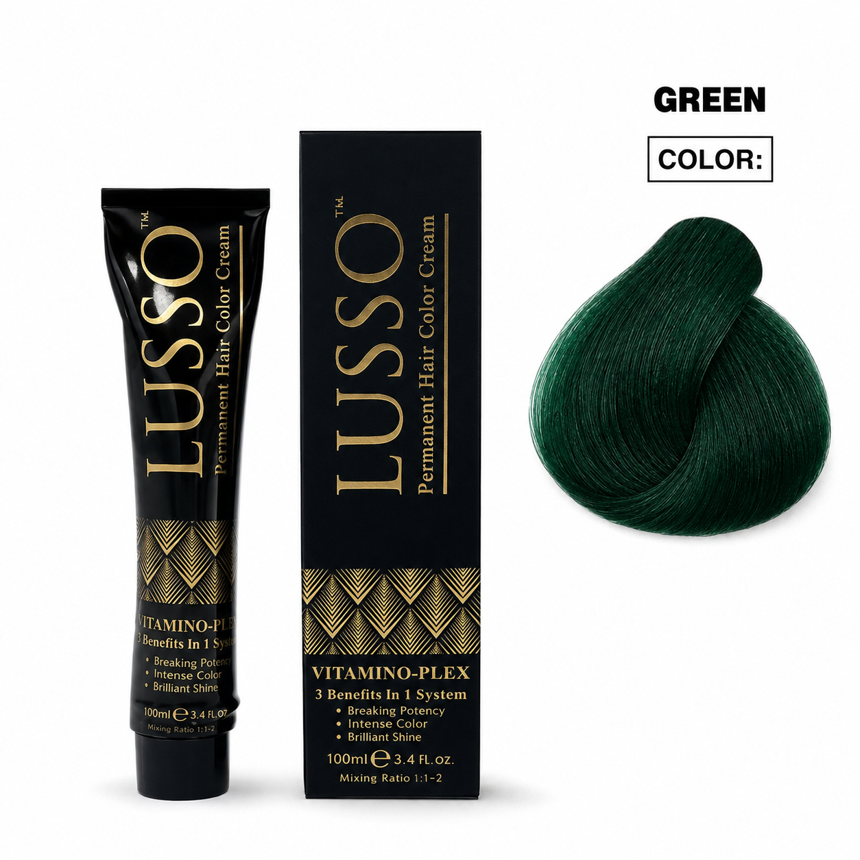 LUSSO Permanent Hair Colour Cream 100 ml Green
