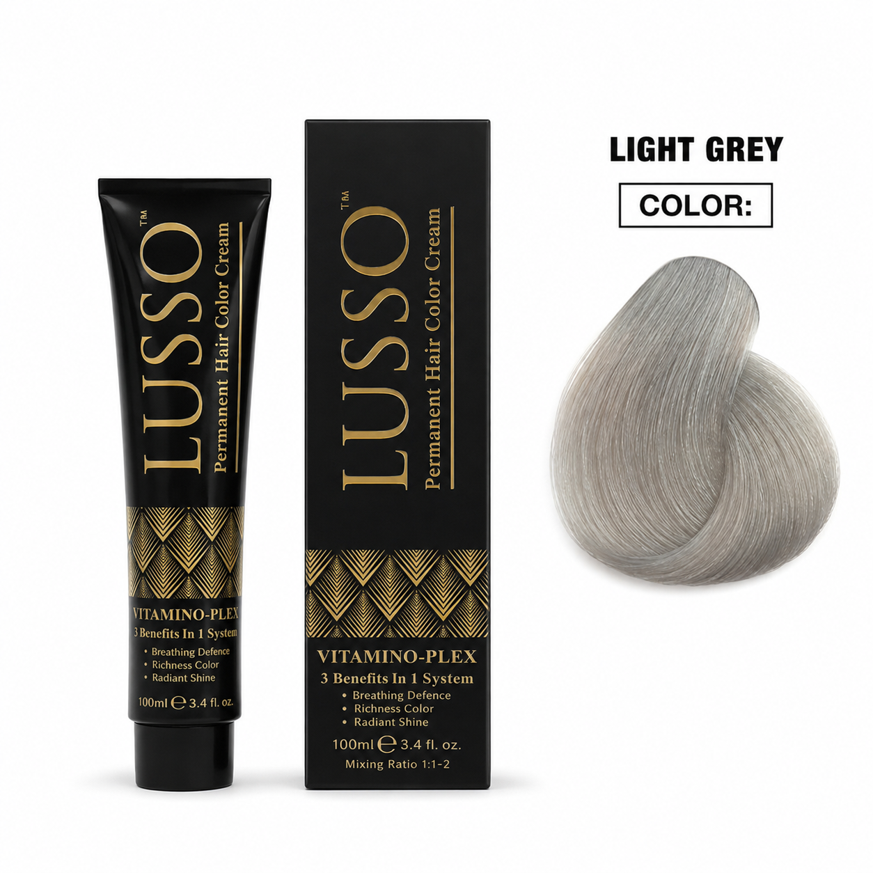 LUSSO Permanent Hair Colour Cream 100 ml Light Grey