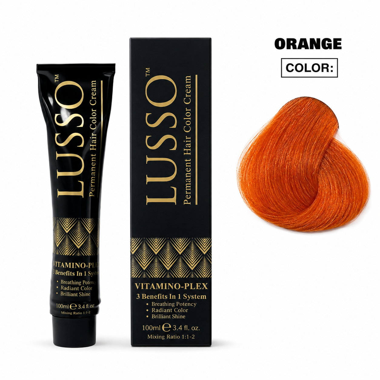 LUSSO Permanent Hair Colour Cream 100 ml Orange