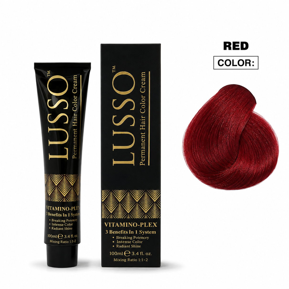 LUSSO Permanent Hair Colour Cream 100 ml Red