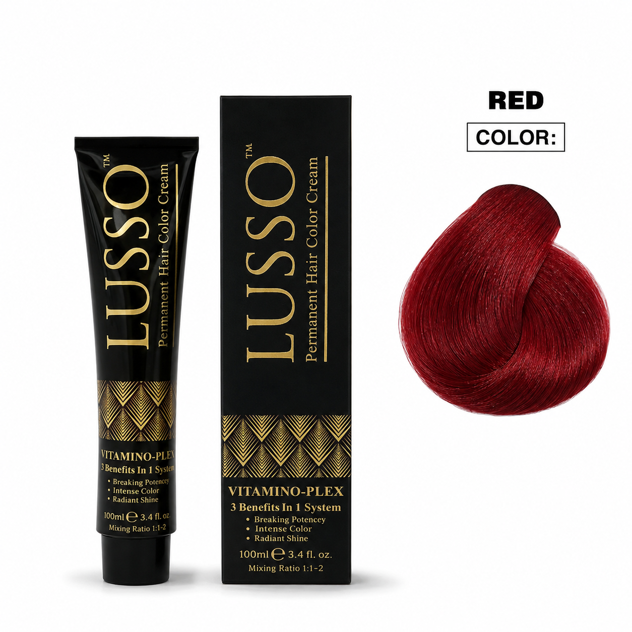 LUSSO Permanent Hair Colour Cream 100 ml Red