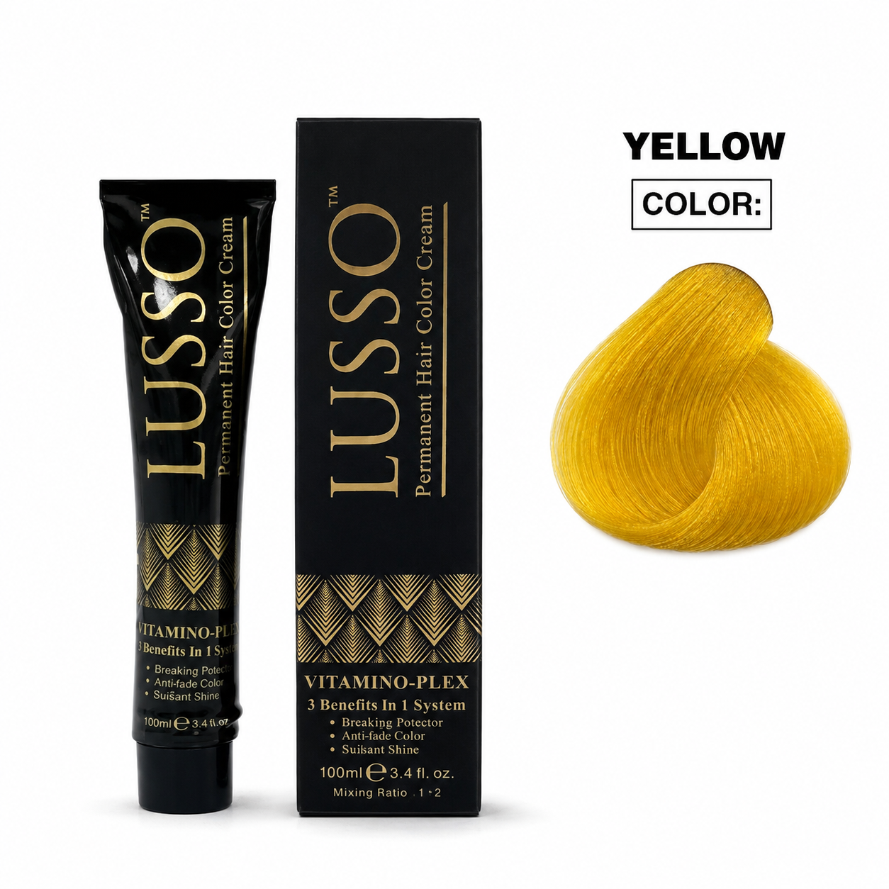 LUSSO Permanent Hair Colour Cream 100 ml Yellow
