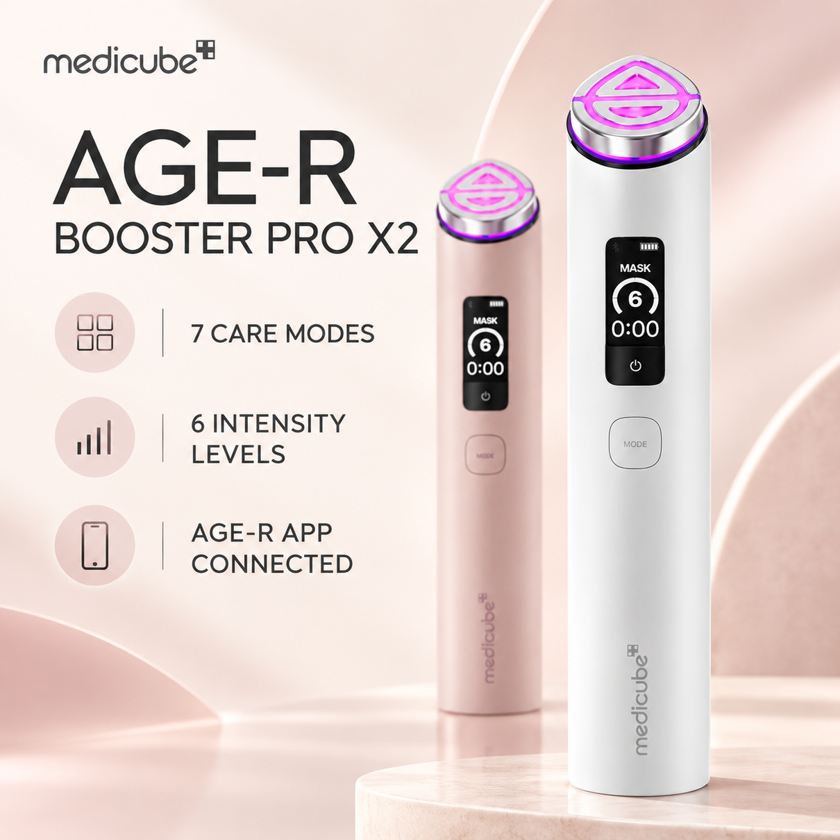 Medicube AGE-R Booster Pro X2 with 7 care modes, 6 intensity levels and AGE-R app connectivity
