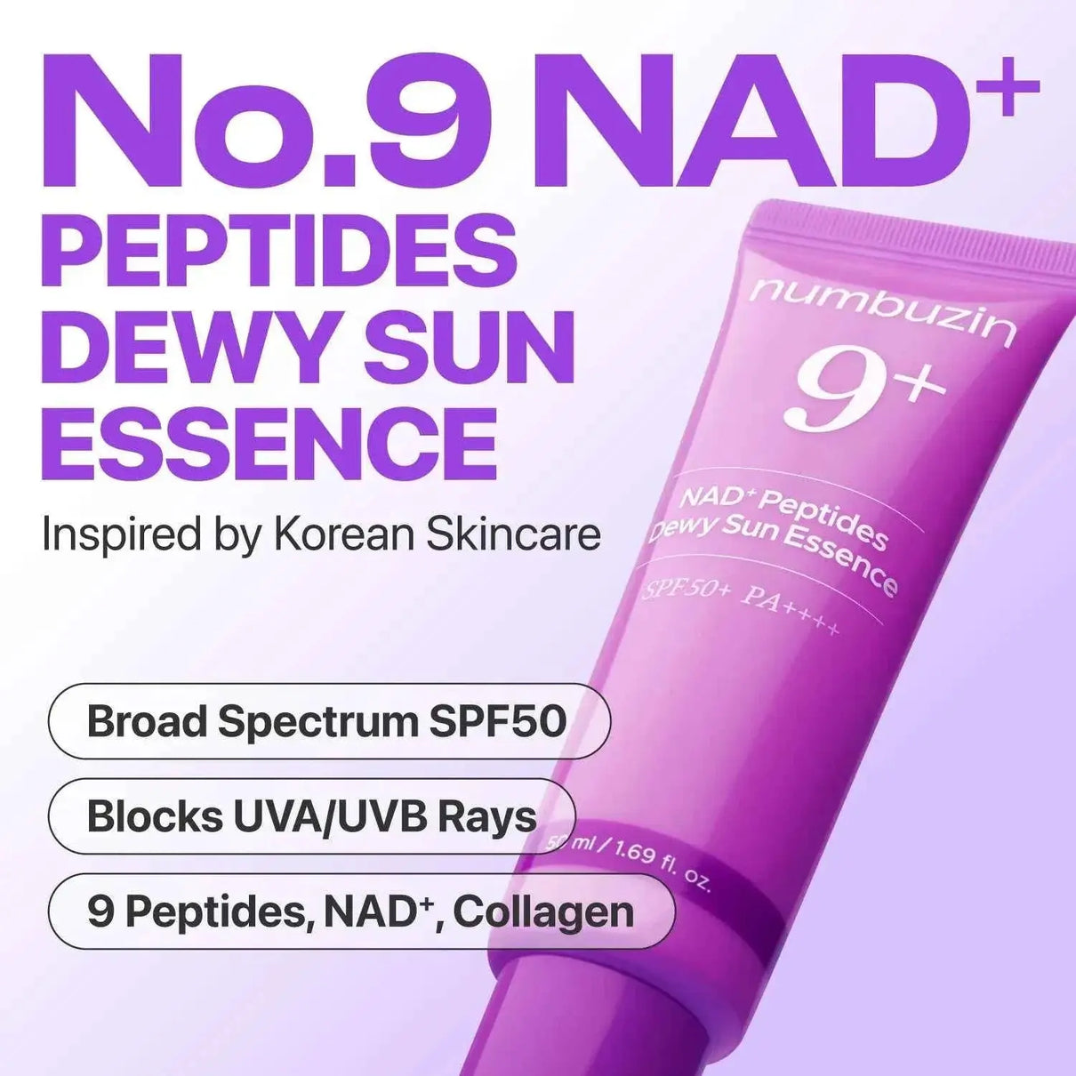 numbuzin No.9 NAD Peptides Dewy Sun Essence SPF50+ PA++++ – 50 ml