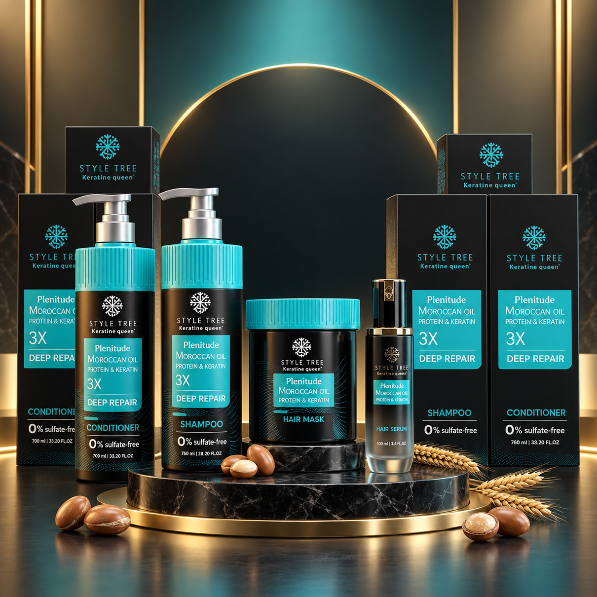 Style Tree Plenitude Moroccan Oil Protein and Keratin Hair Care Set premium hero image